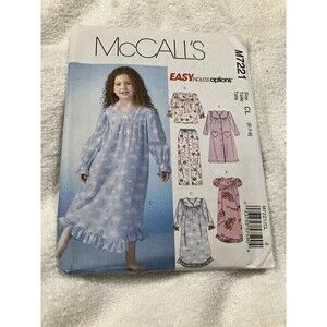 McCall's M7221 - Girl's Nightgown Robe PJ's Size 6-8 UNCUT DIY Sewing Pattern